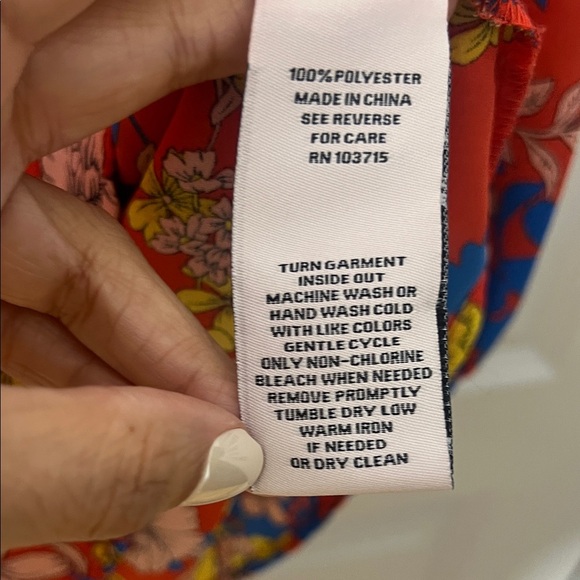 Nanette Lepore Red Floral Blouse with Blue and Yellow Accents - Picture 3 of 4